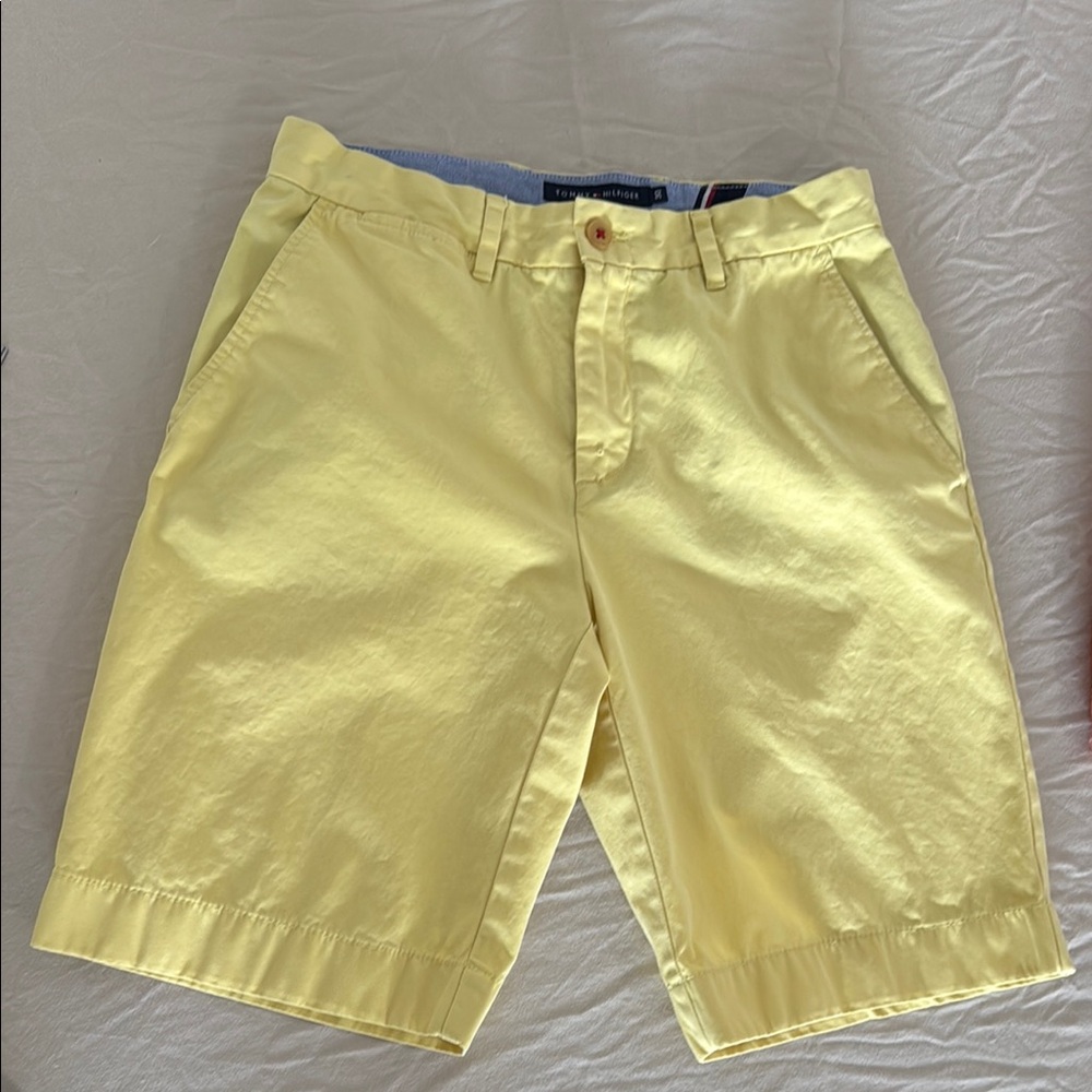Tommy Hilfiger Flat Front Yellow Shorts